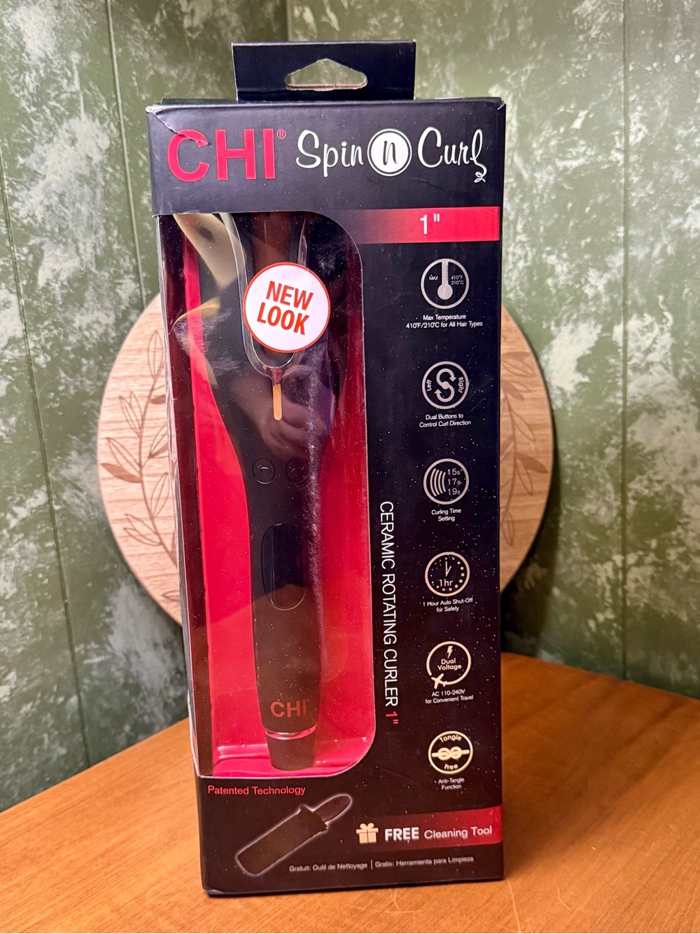 New Chi Spin N Curl 1" Ceramic Rotating Curler - Black